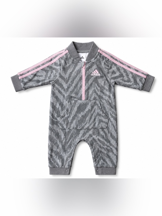 adidas Other - adidas Infant Gray One Piece with Pink Trim and Stripe Accents 3 months